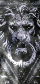 Majestic dark-themed lion mobile wallpaper with intricate details.