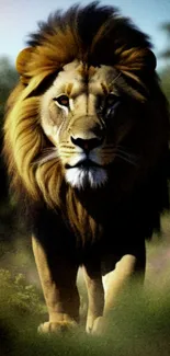 Majestic lion in the wild mobile wallpaper.