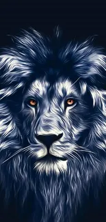 Majestic blue lion artwork for phone wallpaper.