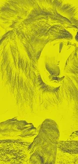 Yellow-toned mobile wallpaper of a roaring lion.