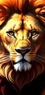 Vibrant and fierce lion portrayed in vivid colors on mobile wallpaper.