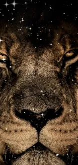 Lion's face with starry background wallpaper.