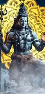 Majestic Lord Shiva with dark blue tones.