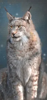 Majestic lynx with galaxy stars mobile wallpaper.