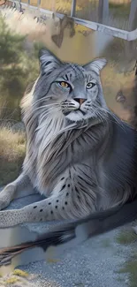 Realistic Lynx in forest setting, perfect as wallpaper.