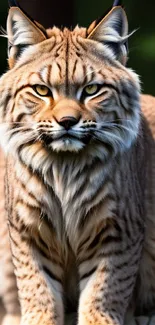 Majestic lynx in forest setting mobile wallpaper.