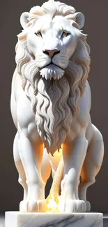 White marble lion sculpture with elegant lighting.