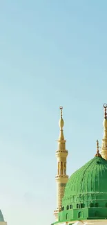 Mobile wallpaper of mosque skyline with blue sky.