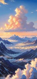 Scenic view of majestic mountains with vibrant clouds.