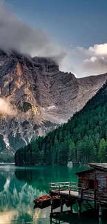 Mountain lake with lush forest reflections.