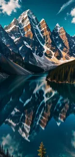 Majestic mountain lake with reflective peaks.