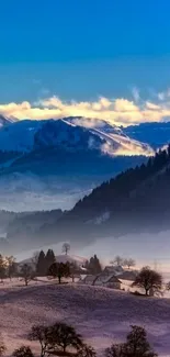 Majestic mountain landscape with blue sky and clouds.