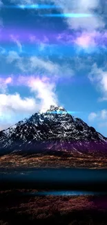 Mountain landscape under a vibrant blue sky.