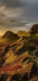 Majestic mountain sunrise with golden light.