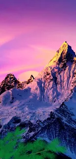 Majestic mountain against vibrant sunset sky, perfect for nature enthusiasts.