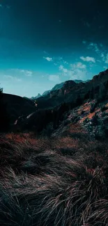 Majestic mountain landscape with turquoise sky background.