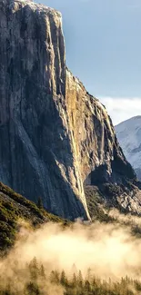 Majestic mountain landscape with misty valleys.
