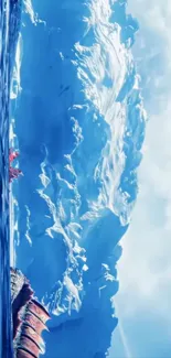 Majestic ocean and ice formations in blue hues.