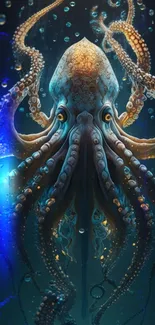 Fantasy octopus artwork with vibrant blue underwater effect.