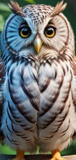 Majestic brown owl with striking eyes on a natural background.