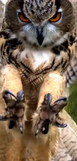 Majestic owl in flight, detailed close-up shot