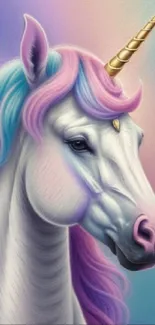 Enchanting unicorn with pastel colors and a dreamy, mystical vibe.