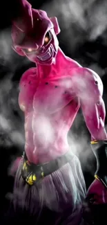 Majestic pink character with smoky background