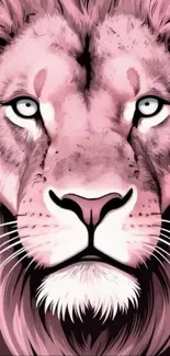 Artistic pink lion face illustration in a digital style.