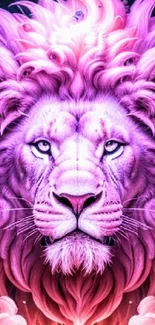 Artistic pink lion with a majestic mane in a vibrant digital design.