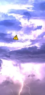 Purple lightning and storm clouds wallpaper with a mystical sky.