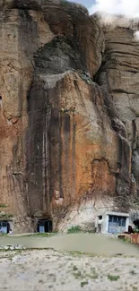 Majestic rock formation with natural hues and rustic textures.