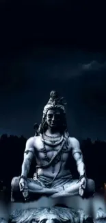 Majestic dark night Shiva statue mobile wallpaper.