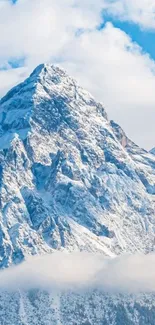 Stunning snowy mountain under a bright blue sky, perfect for mobile wallpaper.