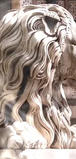 Stone lion sculpture with intricate details.