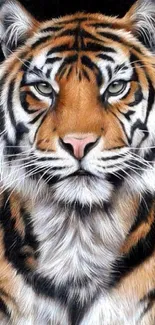 A realistic tiger illustration in vivid detail; ideal for mobile wallpaper.