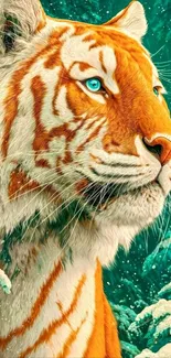 Majestic tiger in snowy forest with vibrant colors