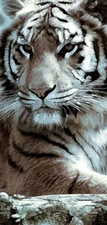 Majestic tiger illustration for mobile wallpaper.