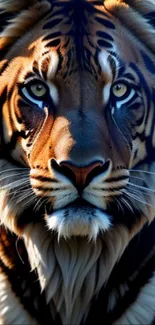 Majestic tiger face with striking eyes.