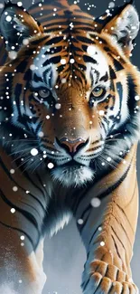 Majestic tiger in striking pose mobile wallpaper.