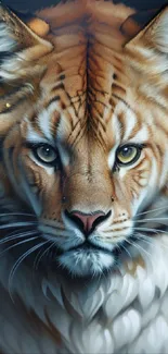 Realistic tiger artwork for mobile wallpaper, showcasing detailed fur and vivid colors.