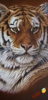 Majestic tiger portrait with detailed fur and intense gaze.