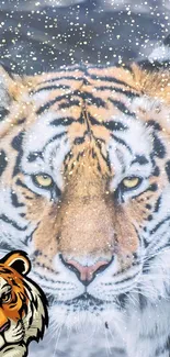 Close-up of a majestic tiger with a fierce gaze.