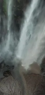 Majestic waterfall cascading over rocks