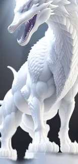 Magnificent white dragon on sleek background.