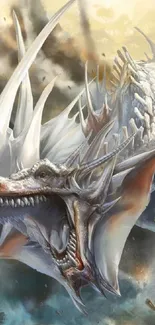 Majestic white dragon with ethereal beauty and fantasy elements.