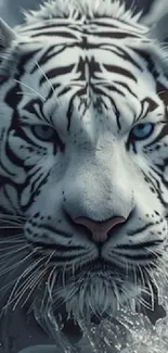 White tiger digital art wallpaper with striking details.