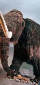 Majestic woolly mammoth in natural setting.