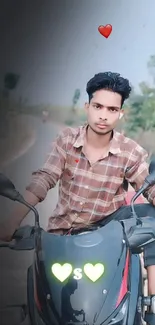 Man riding a motorcycle on open road.