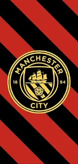 Manchester City black and red striped logo wallpaper.