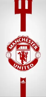 Manchester United logo on a white background, styled for mobile wallpaper.